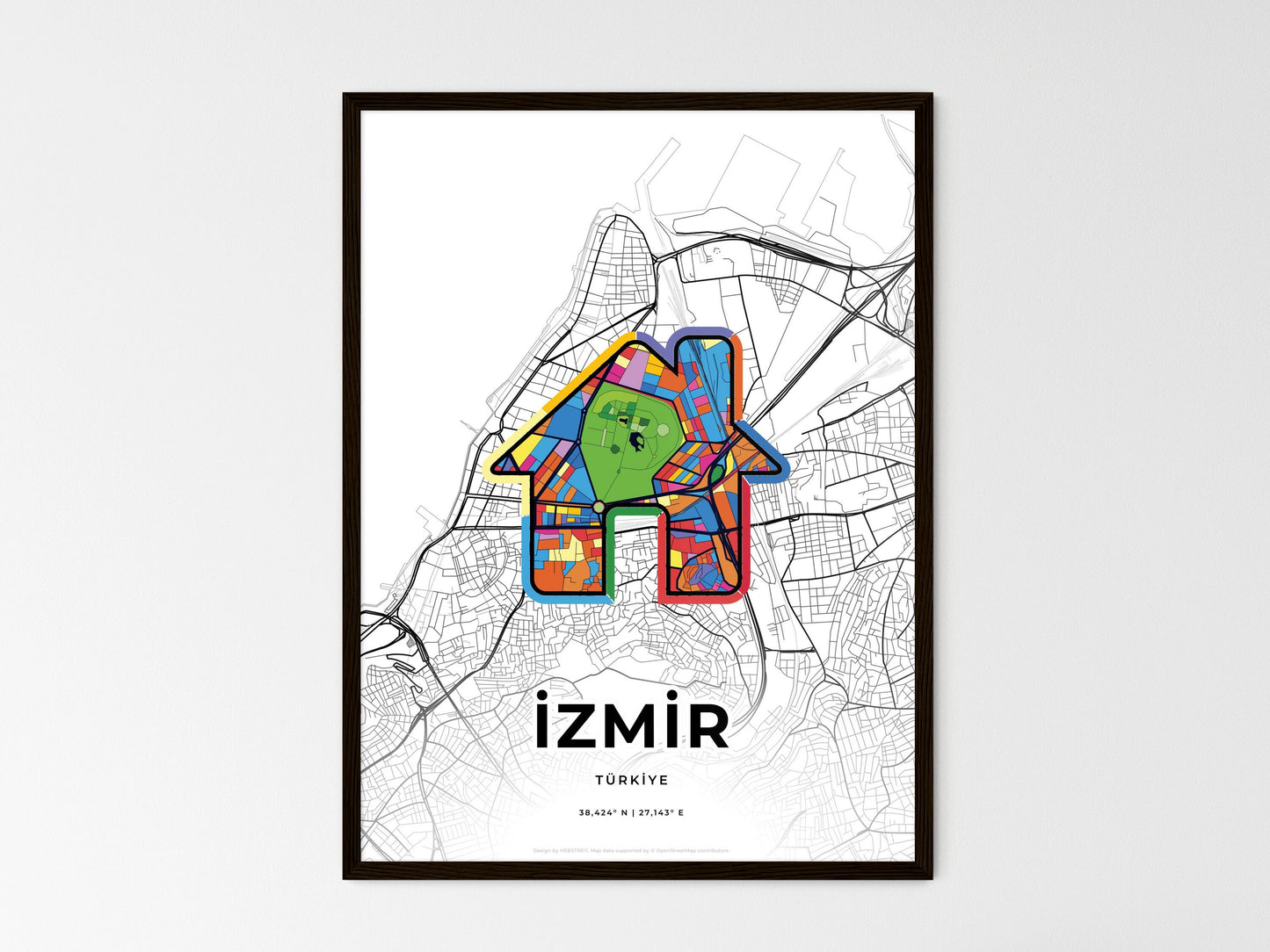 İzmir Turkey wedding art map with home icon