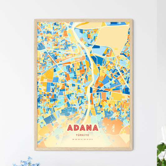 Colorful Adana Turkey Fine Art Map Blue Orange