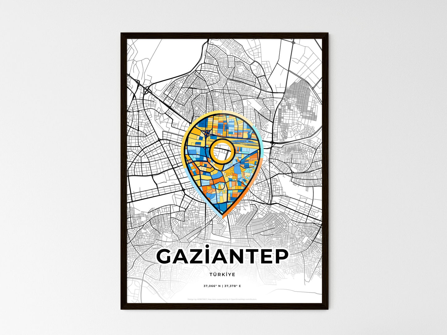 Gaziantep Turkey wedding art map with pointer icon
