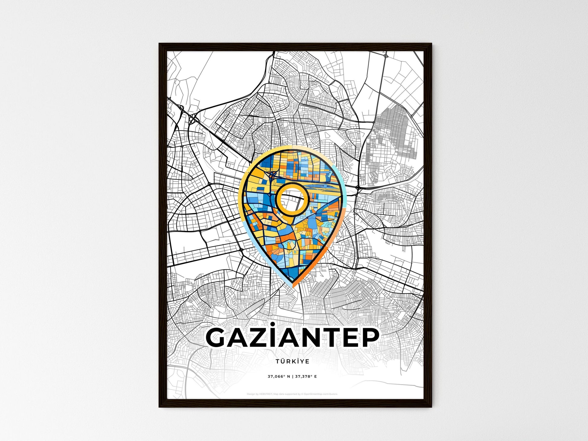Gaziantep Turkey wedding art map with pointer icon