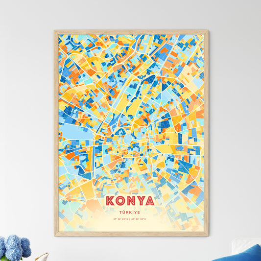 Colorful Konya Turkey Fine Art Map Blue Orange