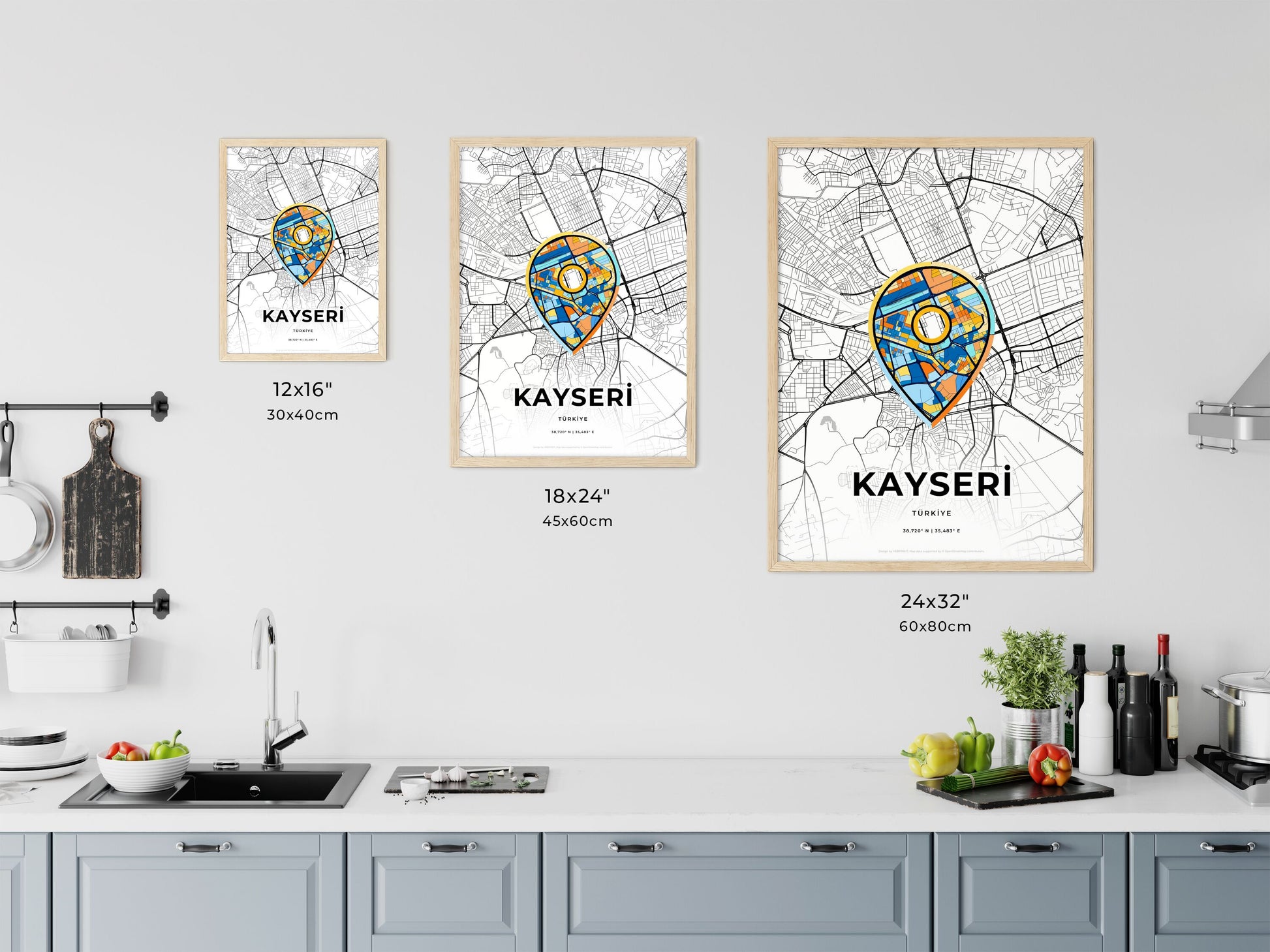 Kayseri Turkey art map size chart