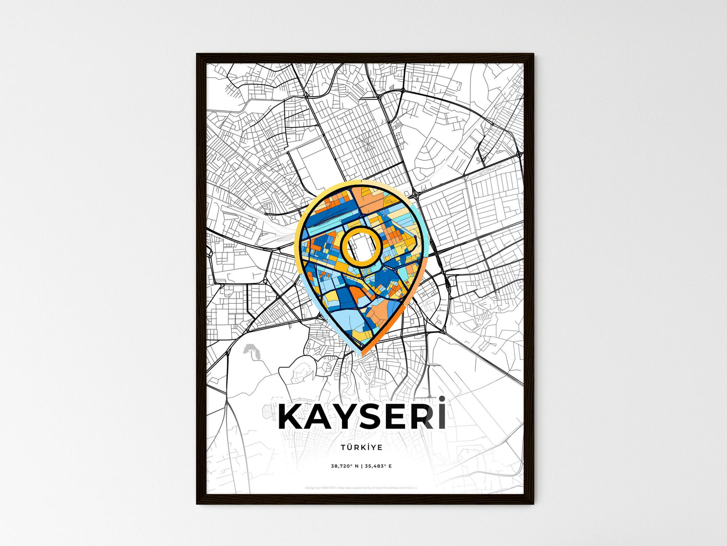 Kayseri Turkey wedding art map with pointer icon