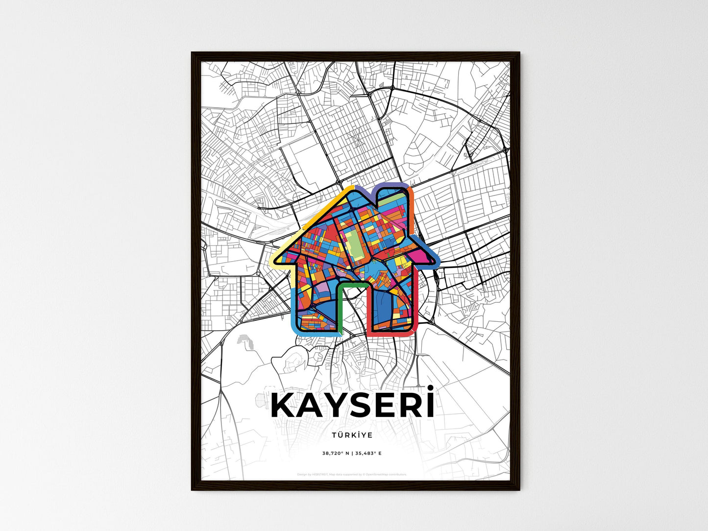 Kayseri Turkey wedding art map with home icon