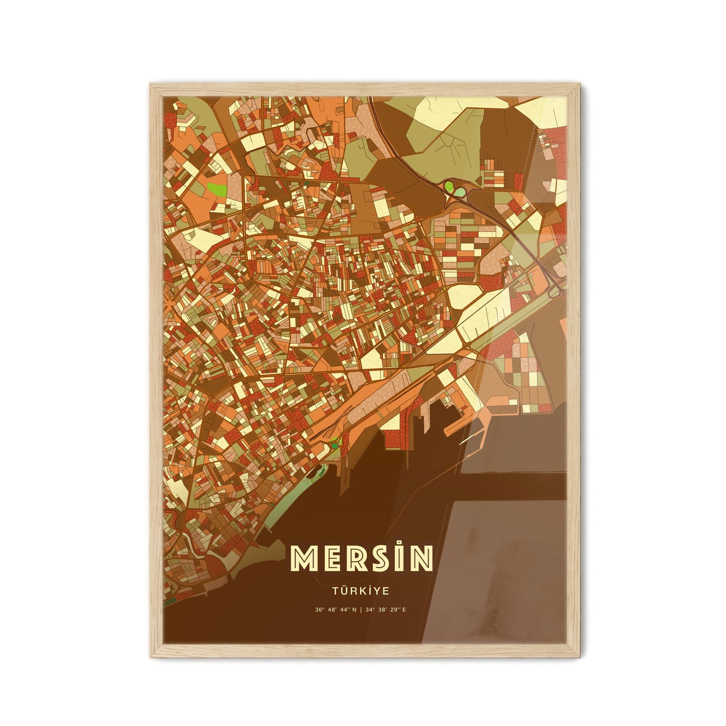 Colorful MERSIN TURKEY Fine Art Map Farmhouse