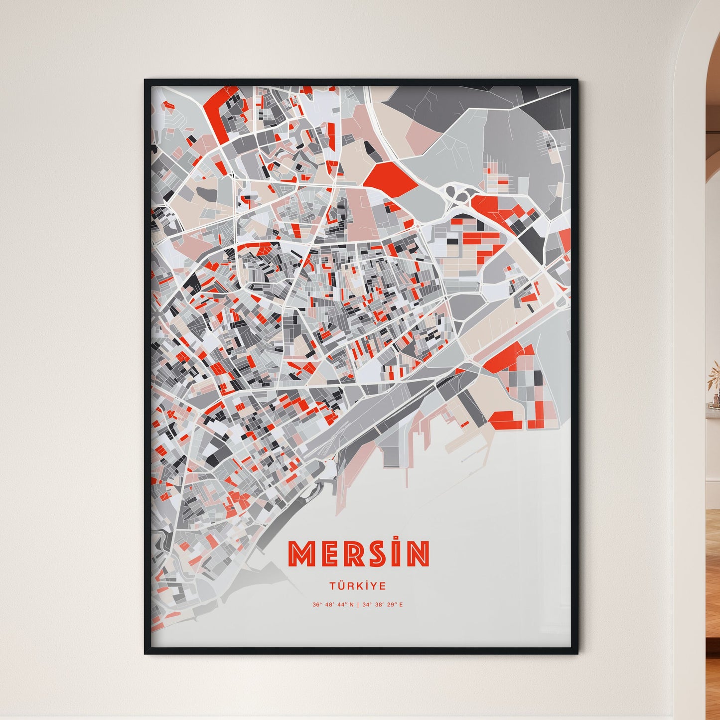 Colorful MERSIN TURKEY Fine Art Map Modern