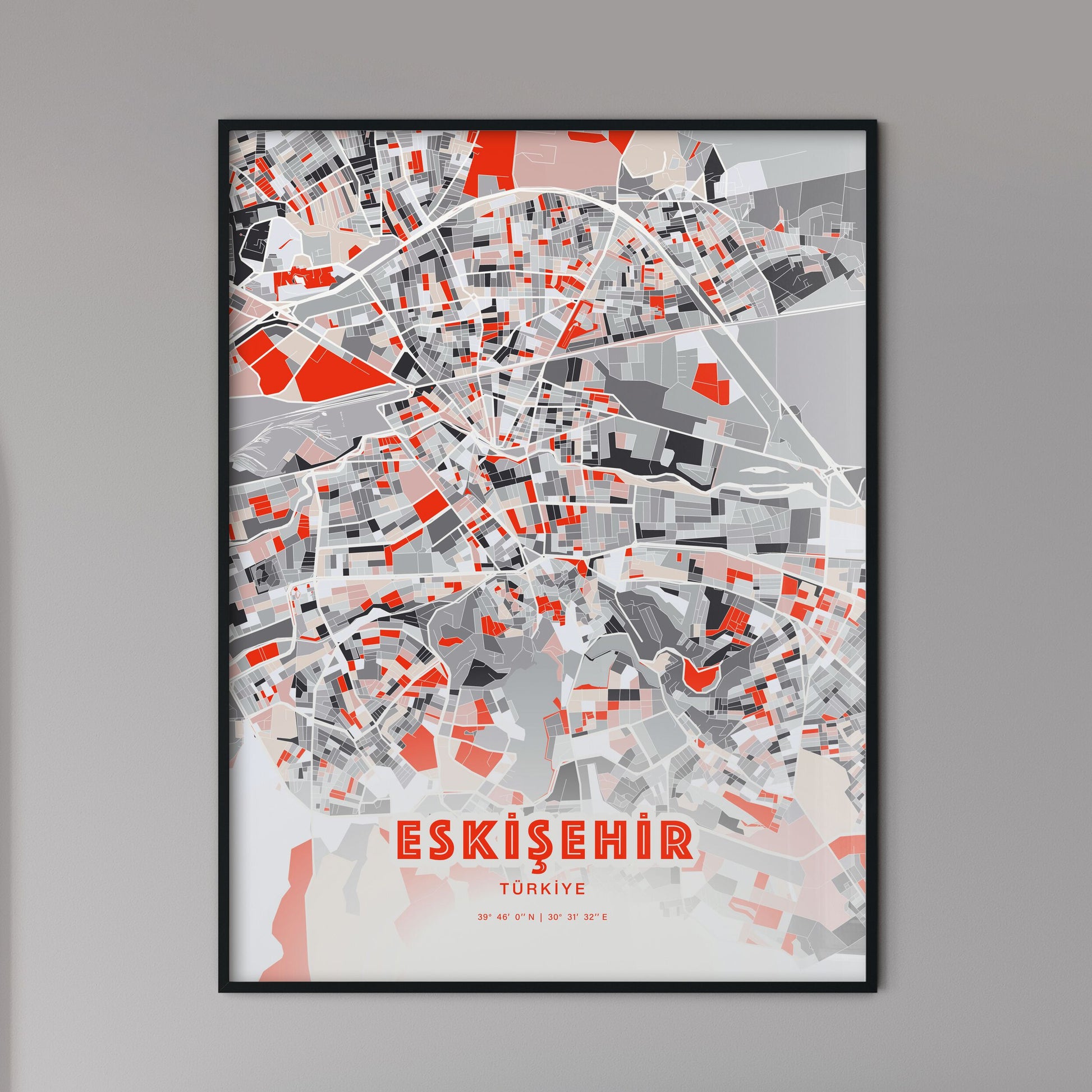 Colorful ESKIŞEHIR TURKEY Fine Art Map Modern