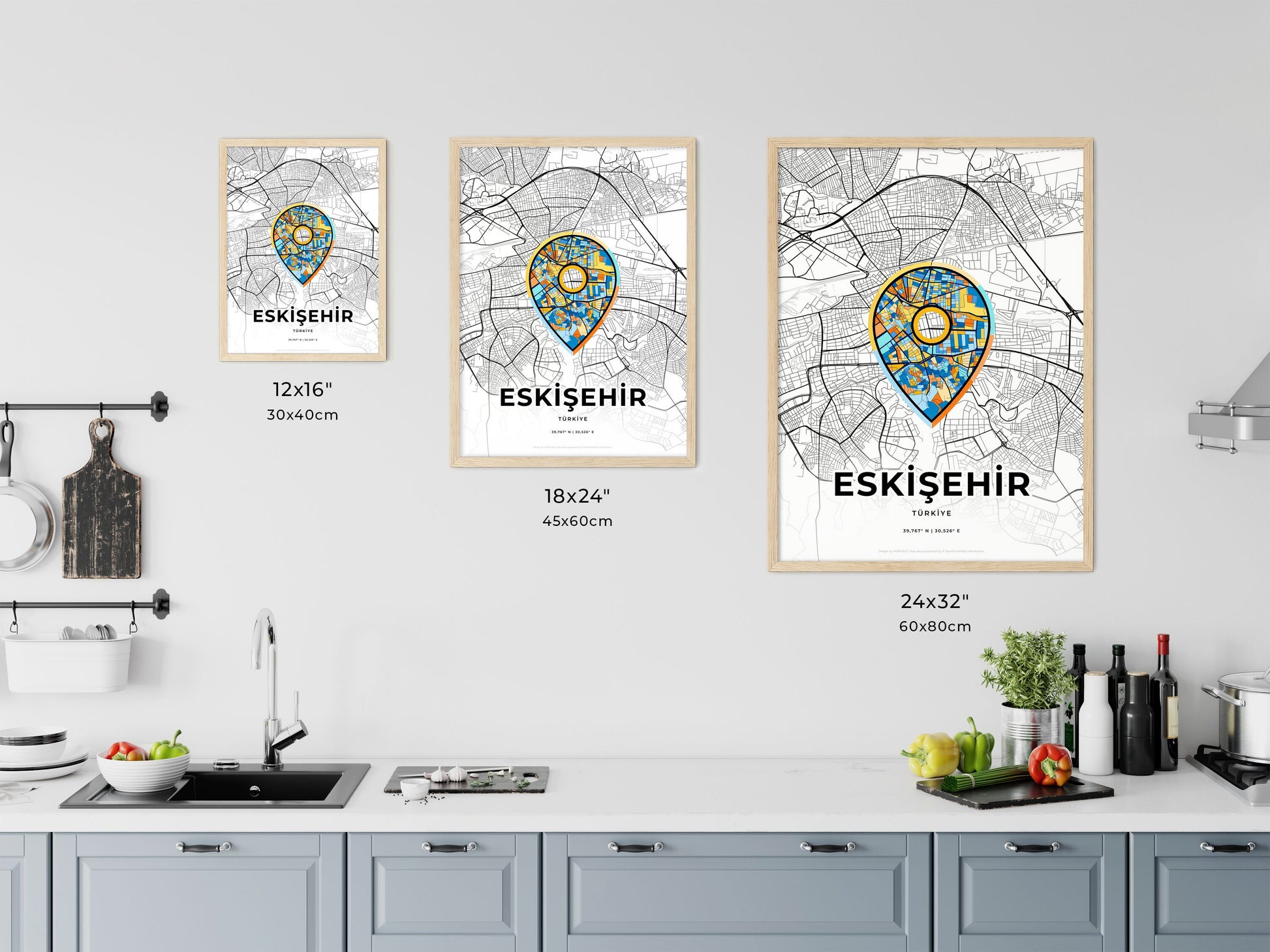 Eskişehir Turkey art map size chart