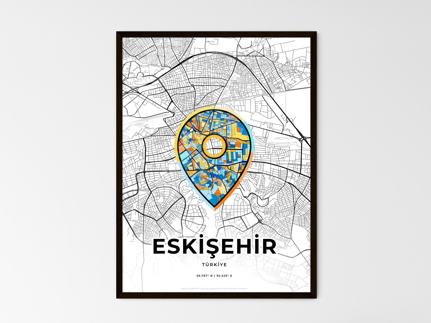 Eskişehir Turkey wedding art map with pointer icon