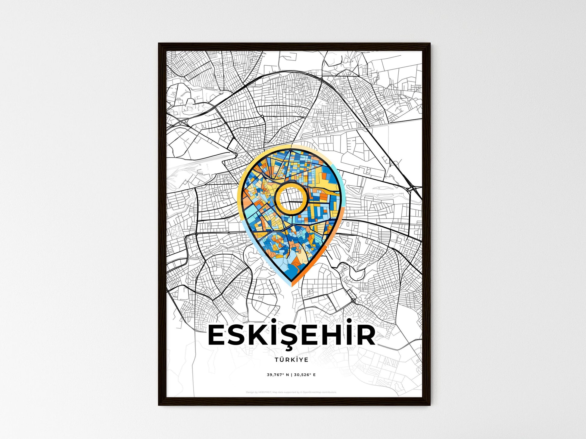 Eskişehir Turkey wedding art map with pointer icon