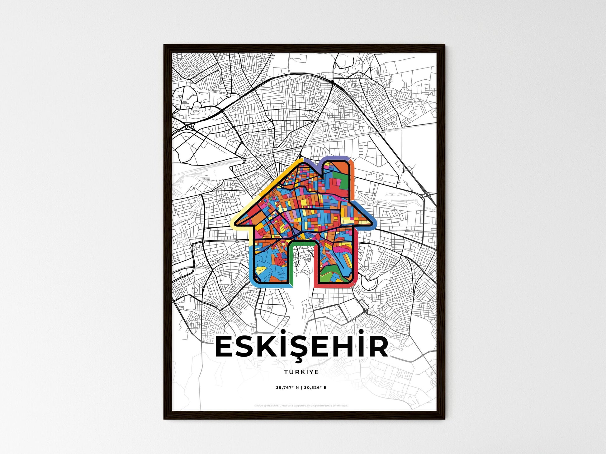 Eskişehir Turkey wedding art map with home icon