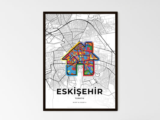 Eskişehir Turkey wedding art map with home icon