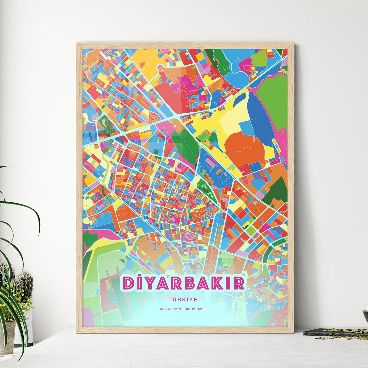 Colorful DIYARBAKIR TURKEY Fine Art Map Crazy Colors