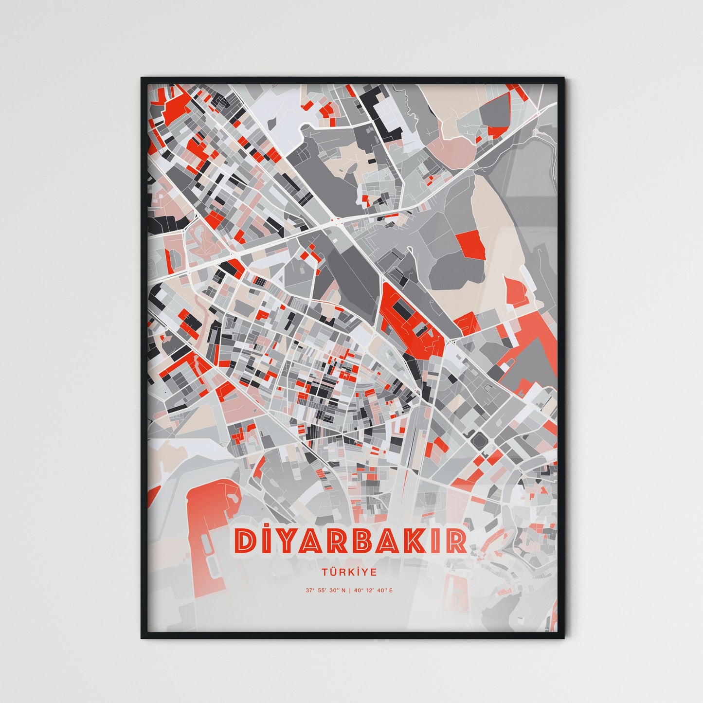 Colorful DIYARBAKIR TURKEY Fine Art Map Modern