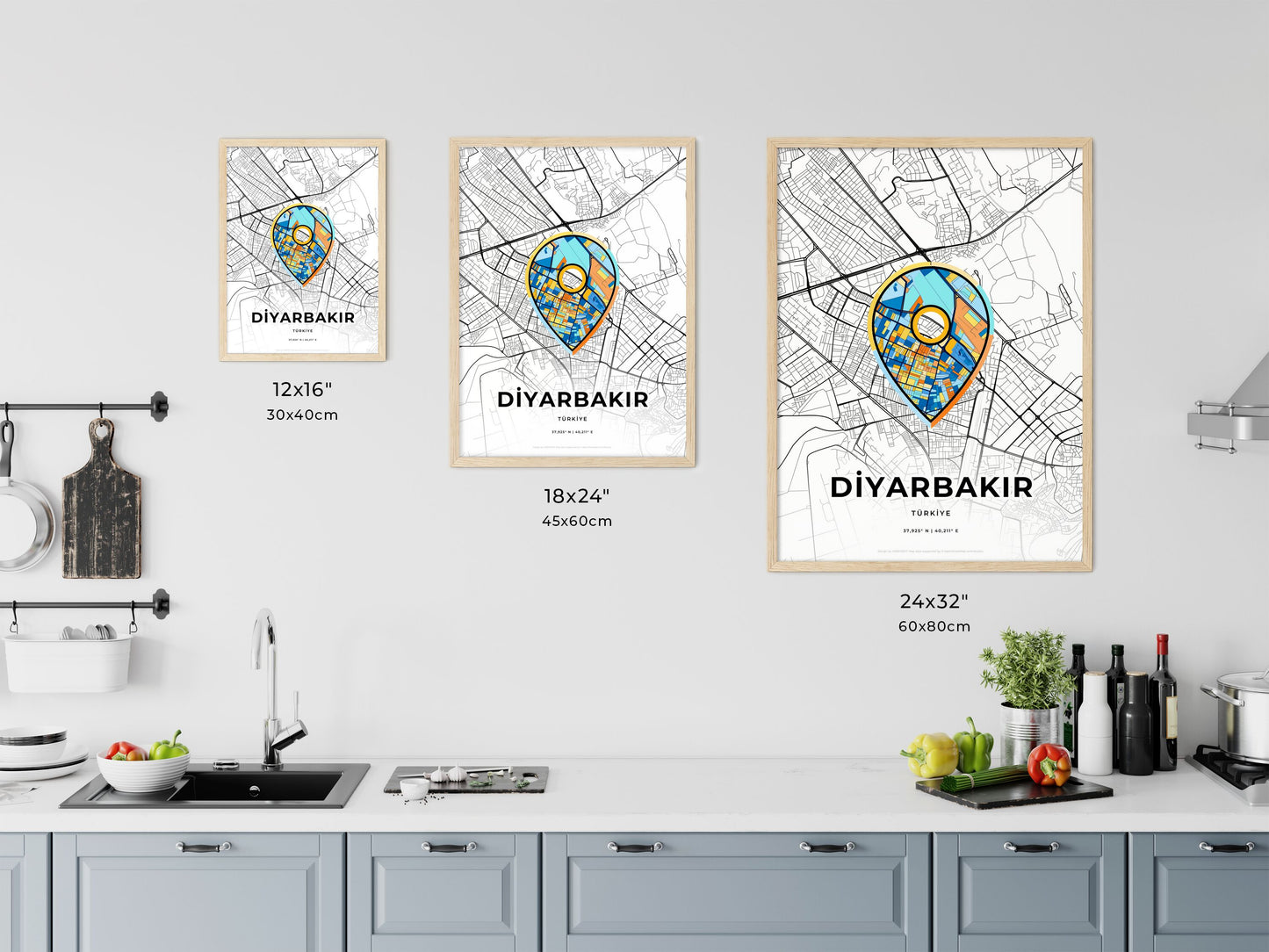 Diyarbakir Turkey art map size chart