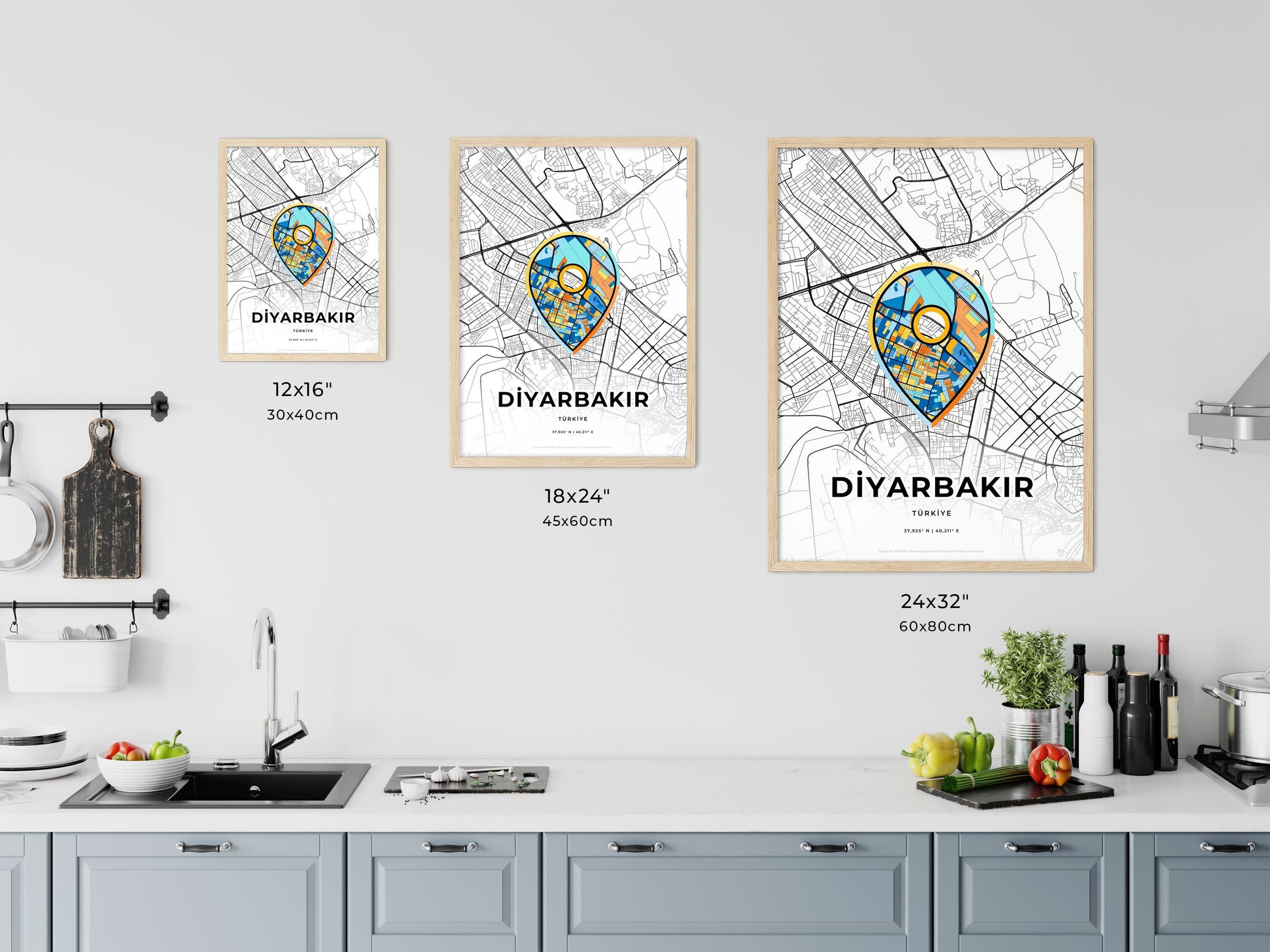 Diyarbakir Turkey art map size chart