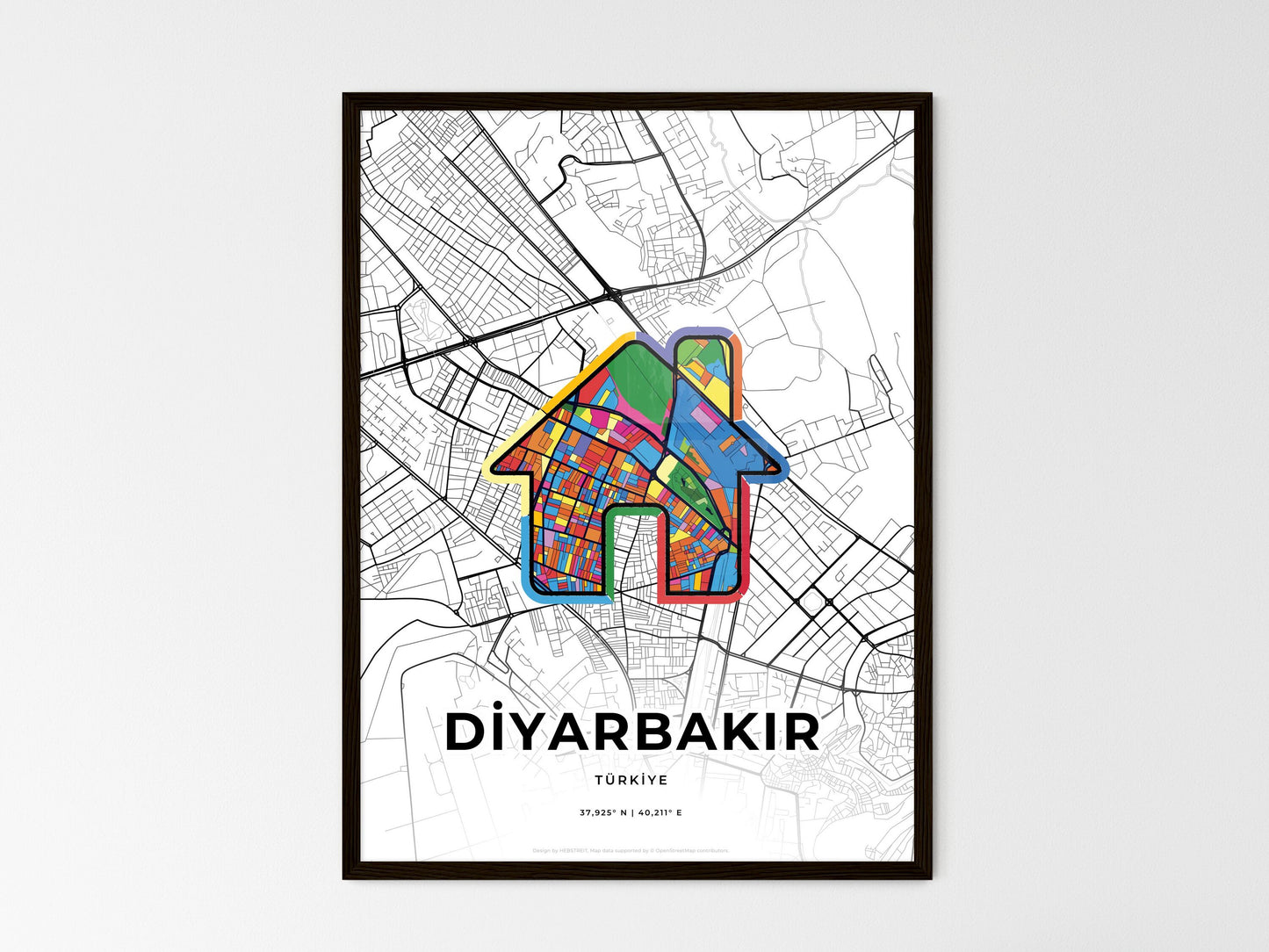 Diyarbakir Turkey wedding art map with home icon
