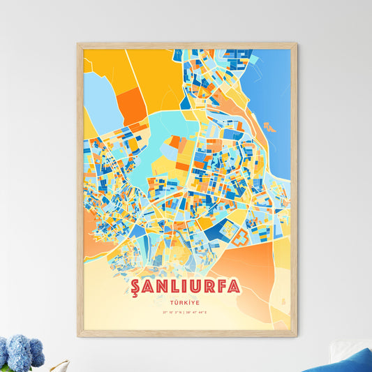 Colorful ŞANLIURFA TURKEY Fine Art Map Blue Orange