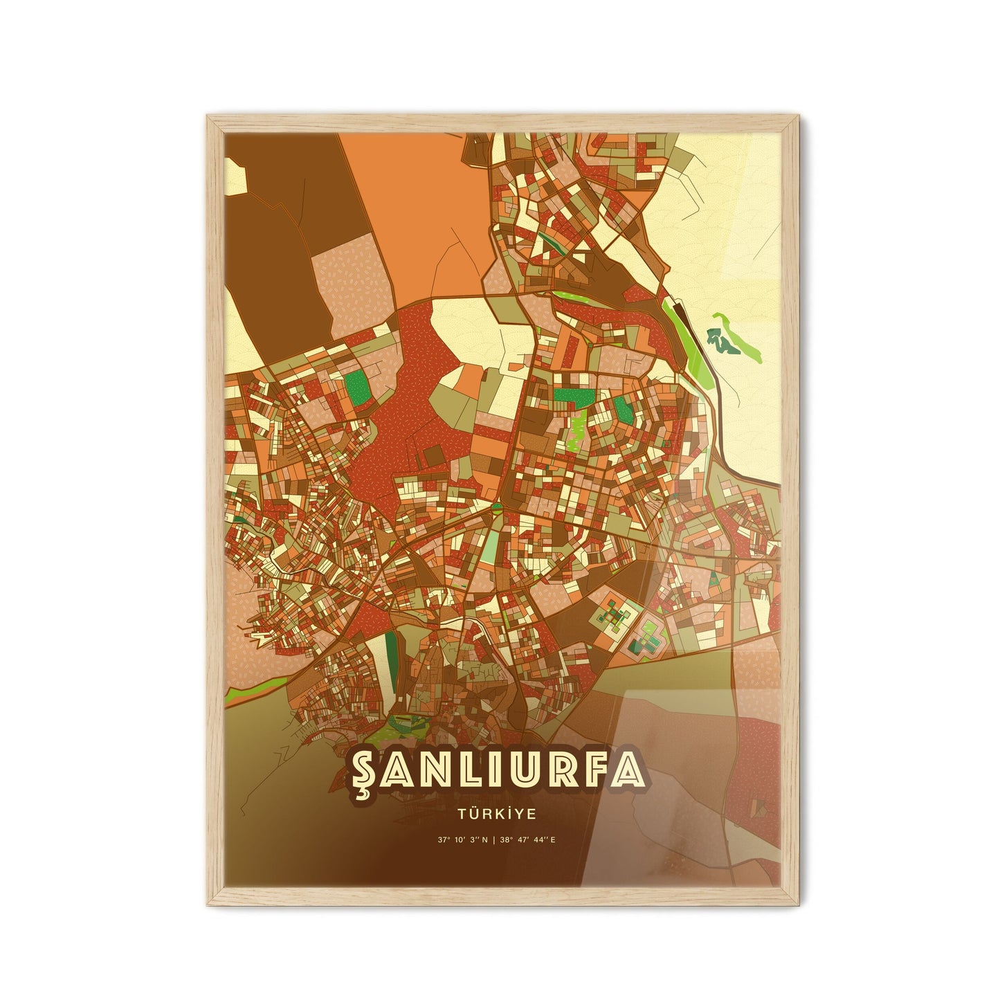 Colorful ŞANLIURFA TURKEY Fine Art Map Farmhouse