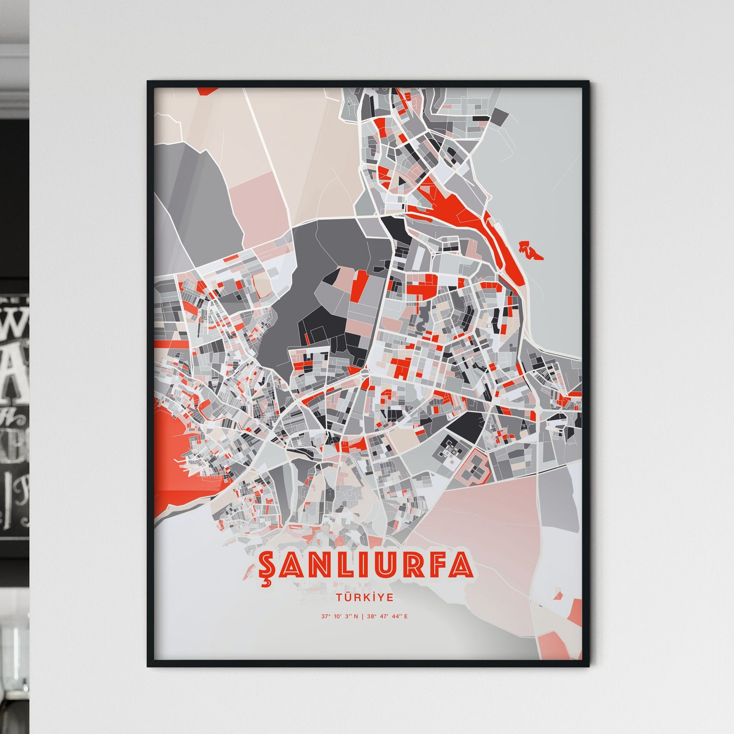 Colorful ŞANLIURFA TURKEY Fine Art Map Modern