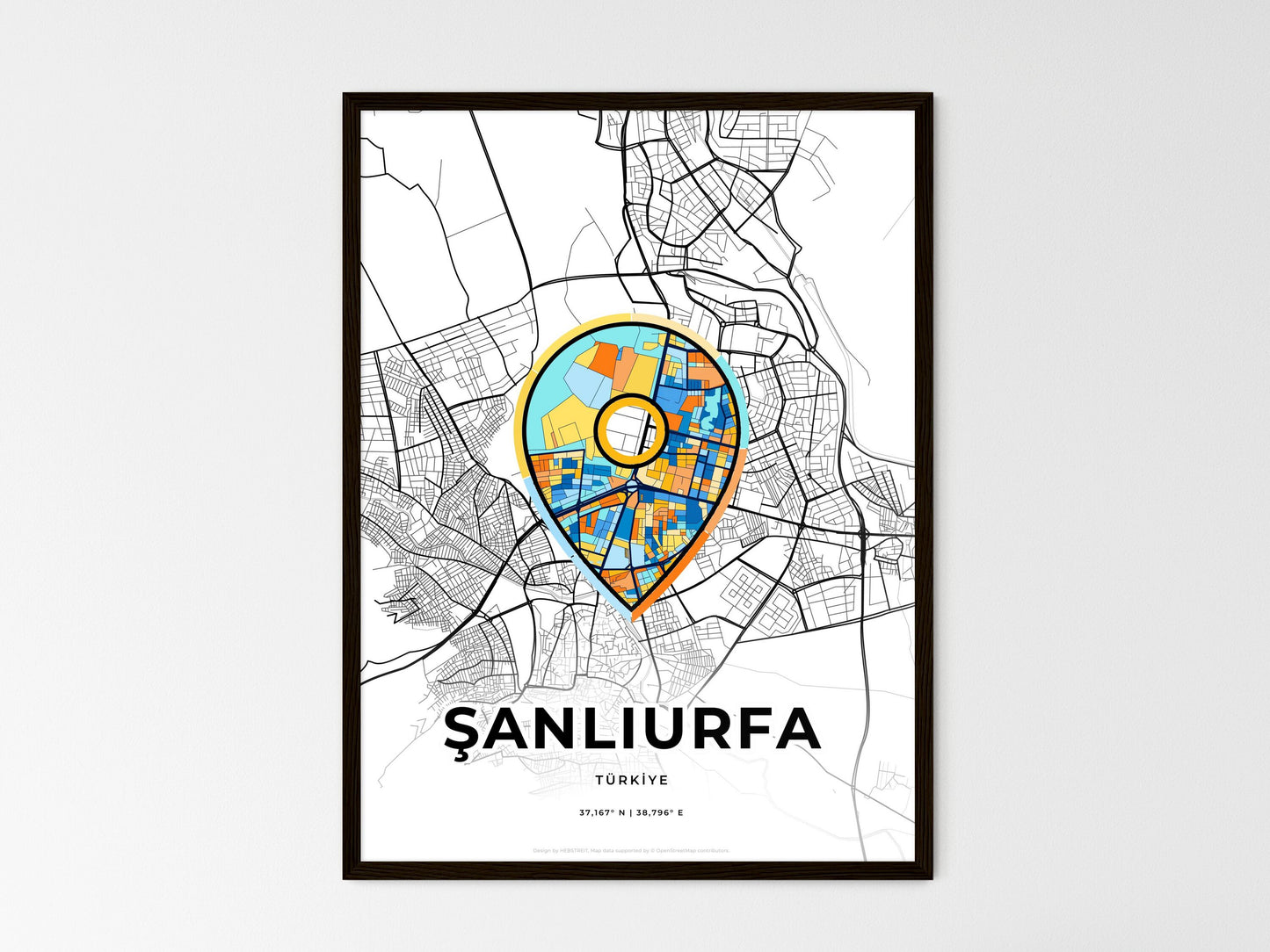 Şanliurfa Turkey wedding art map with pointer icon