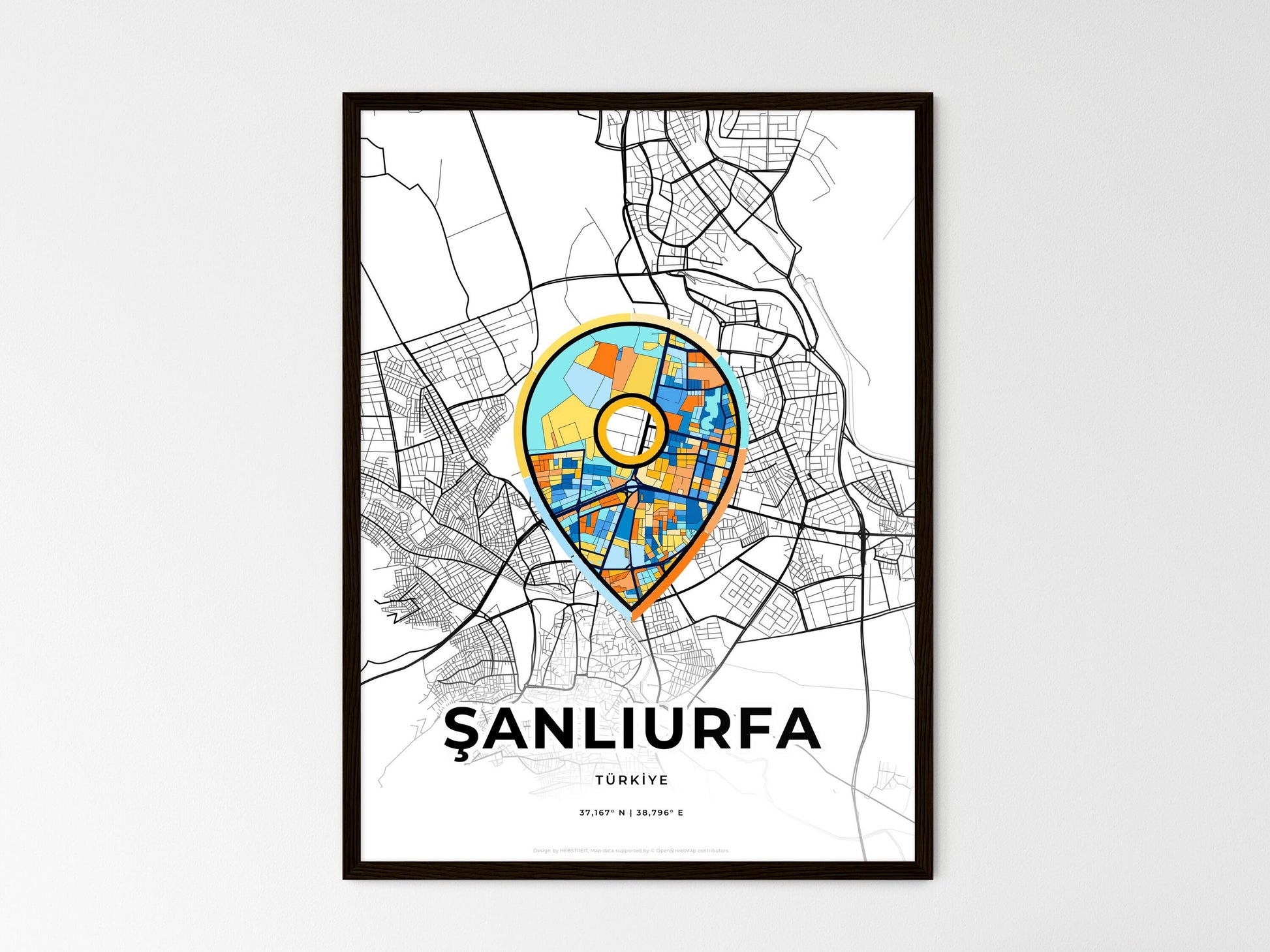 Şanliurfa Turkey wedding art map with pointer icon
