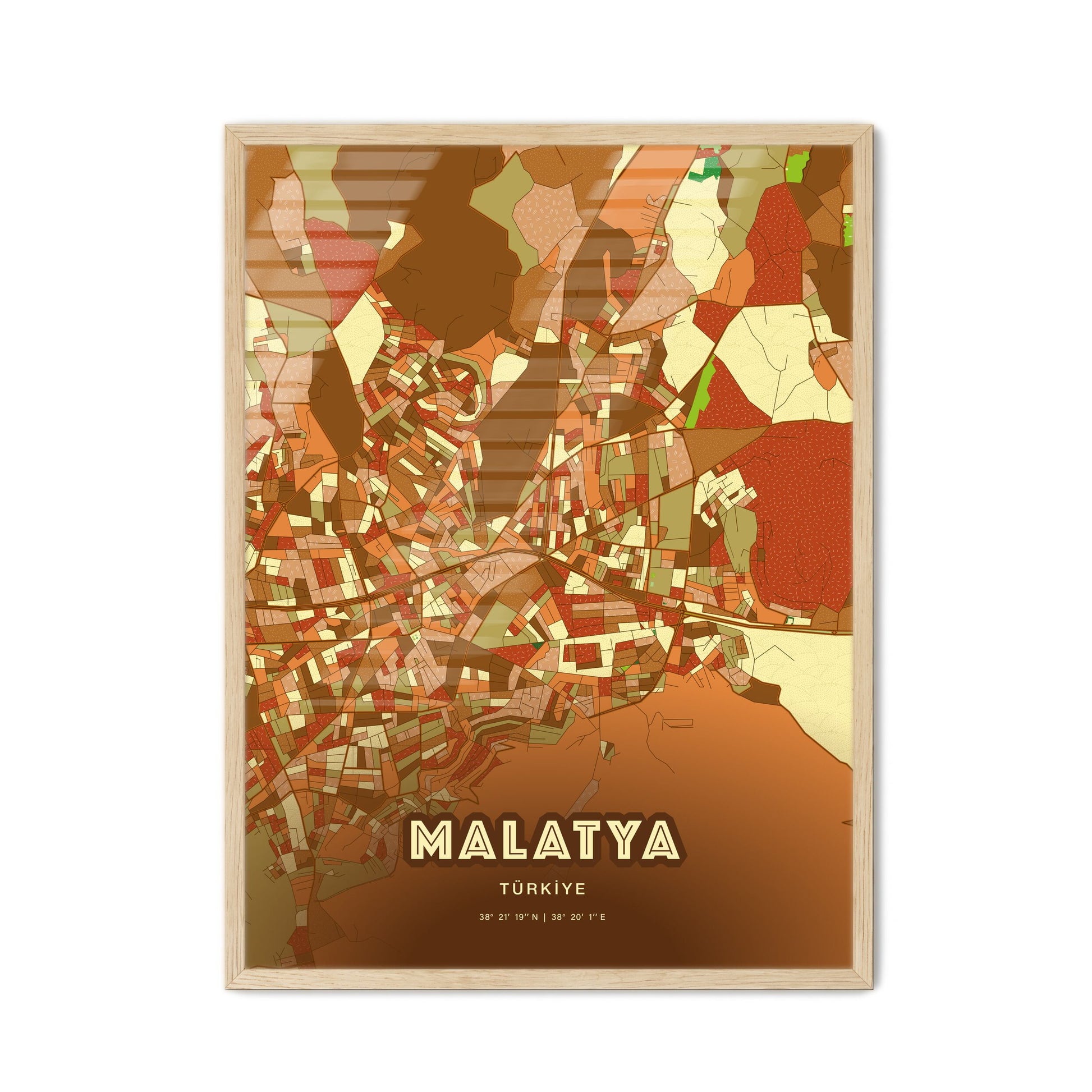 Colorful MALATYA TURKEY Fine Art Map Farmhouse