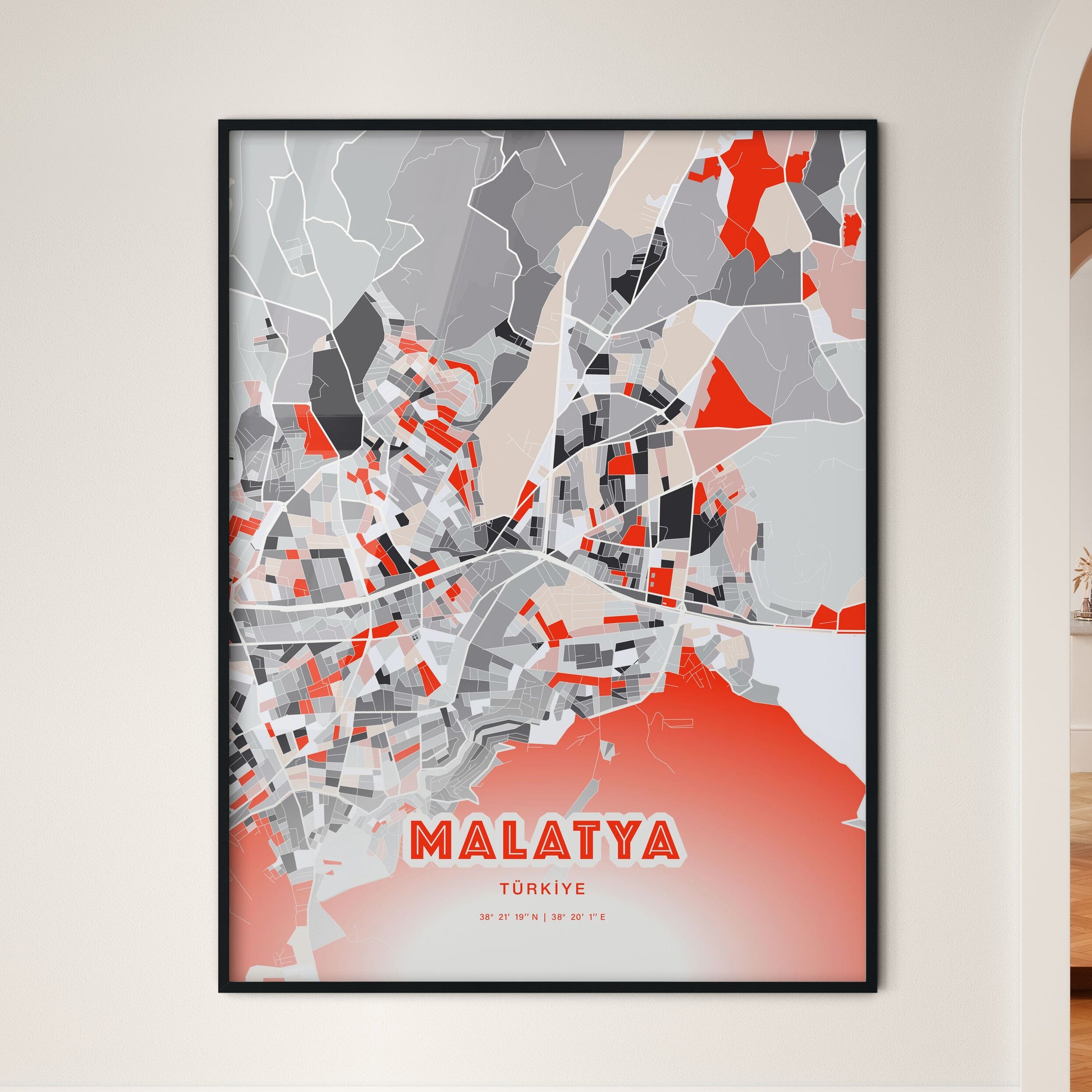 Colorful MALATYA TURKEY Fine Art Map Modern