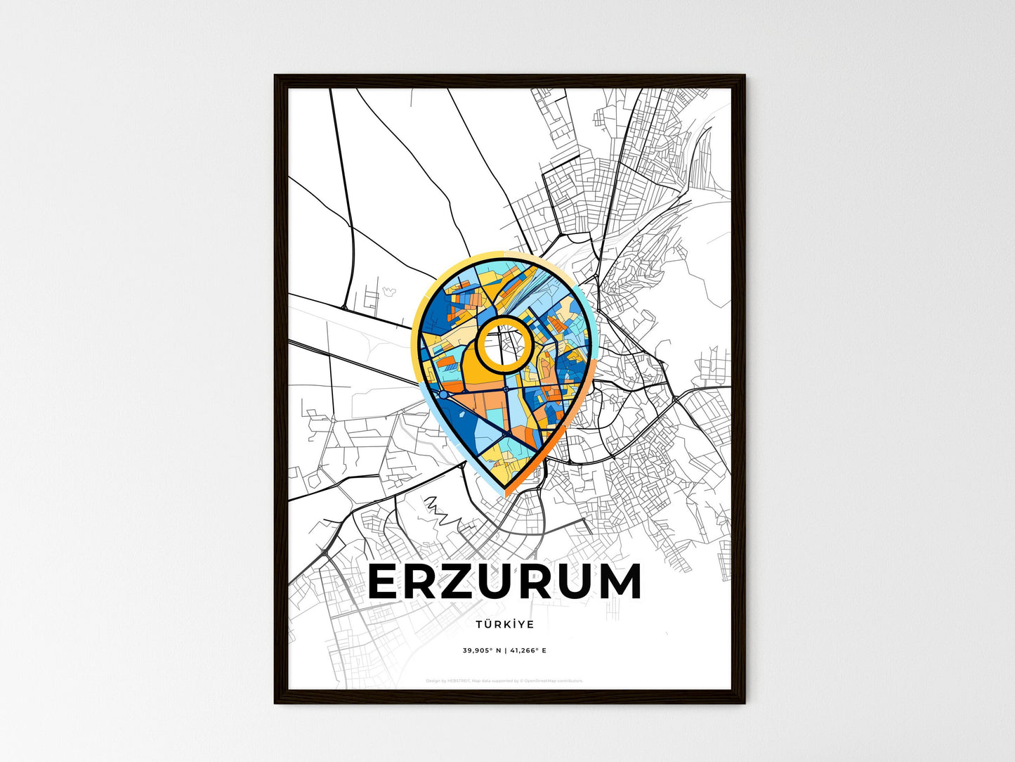 Erzurum Turkey wedding art map with pointer icon