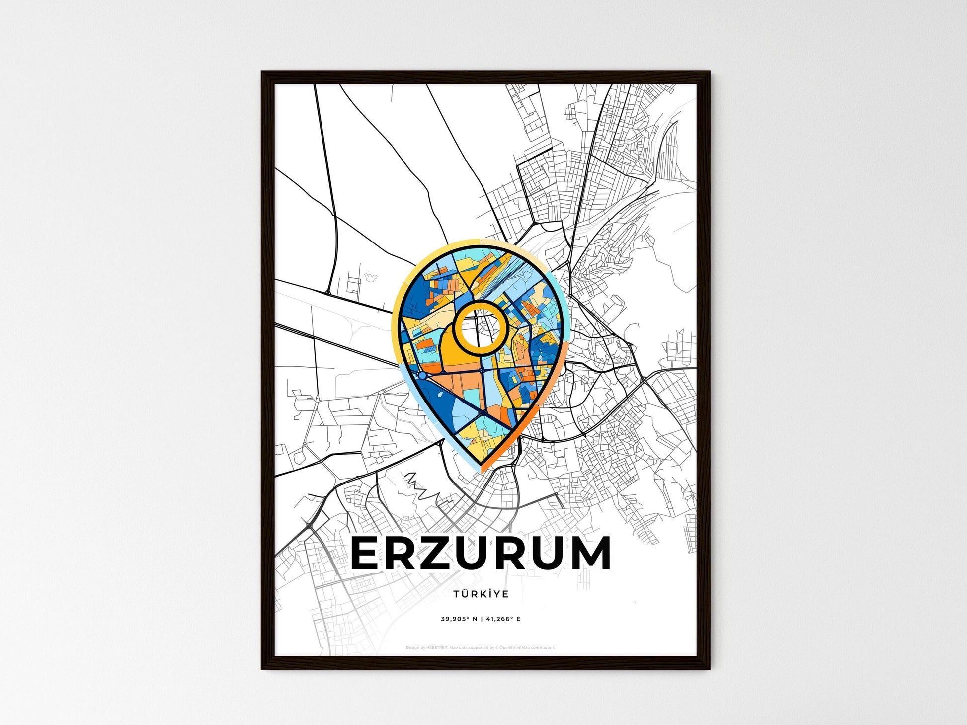 Erzurum Turkey wedding art map with pointer icon