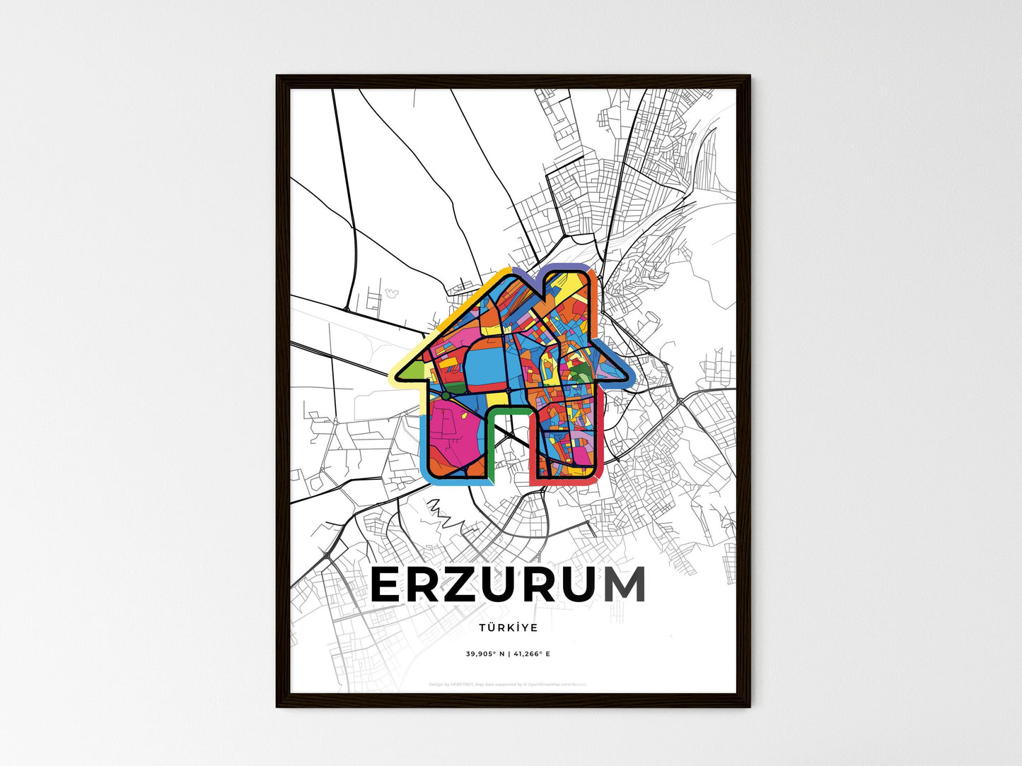 Erzurum Turkey wedding art map with home icon