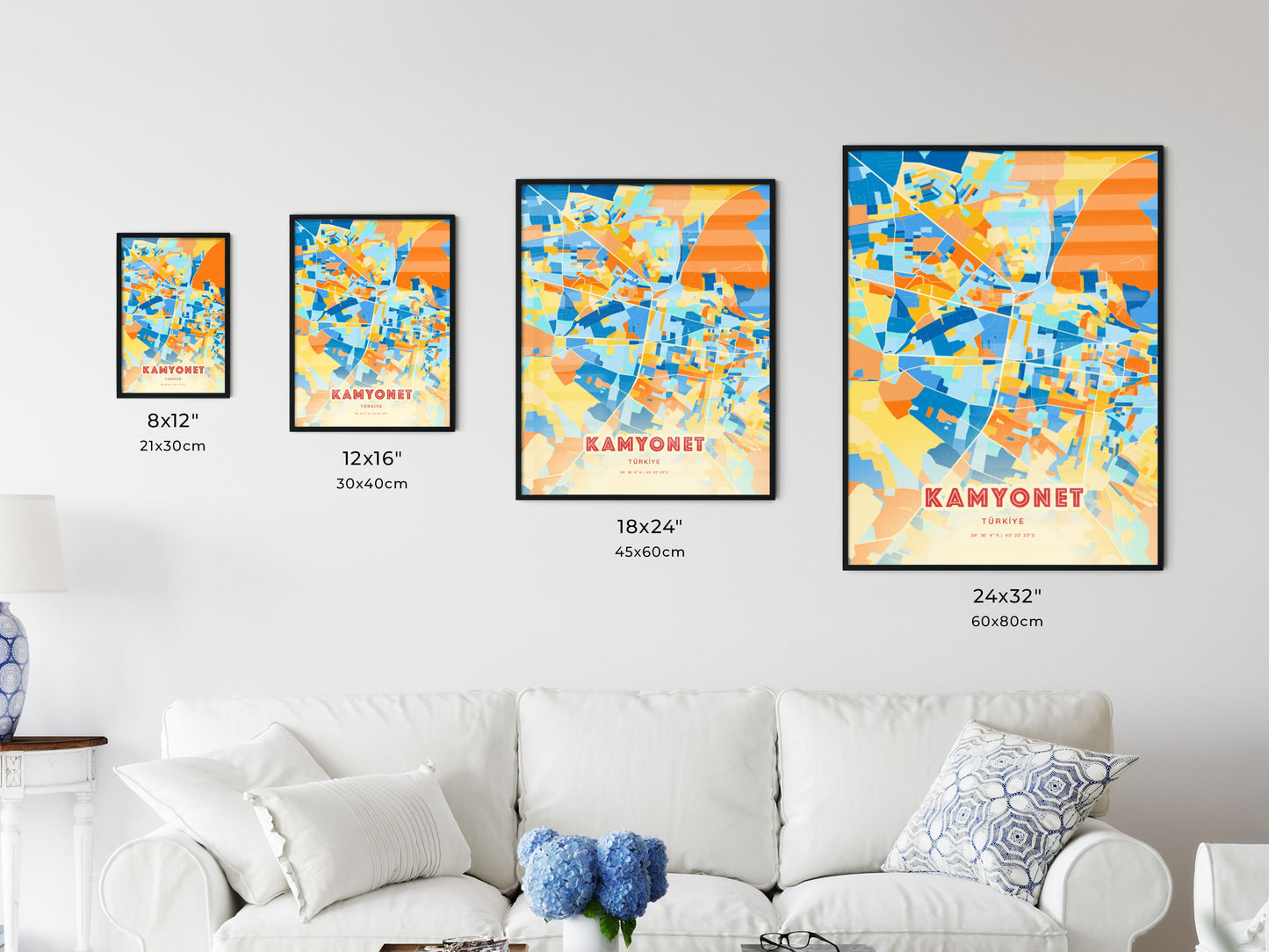 Colorful VAN TURKEY Fine Art Map Blue Orange