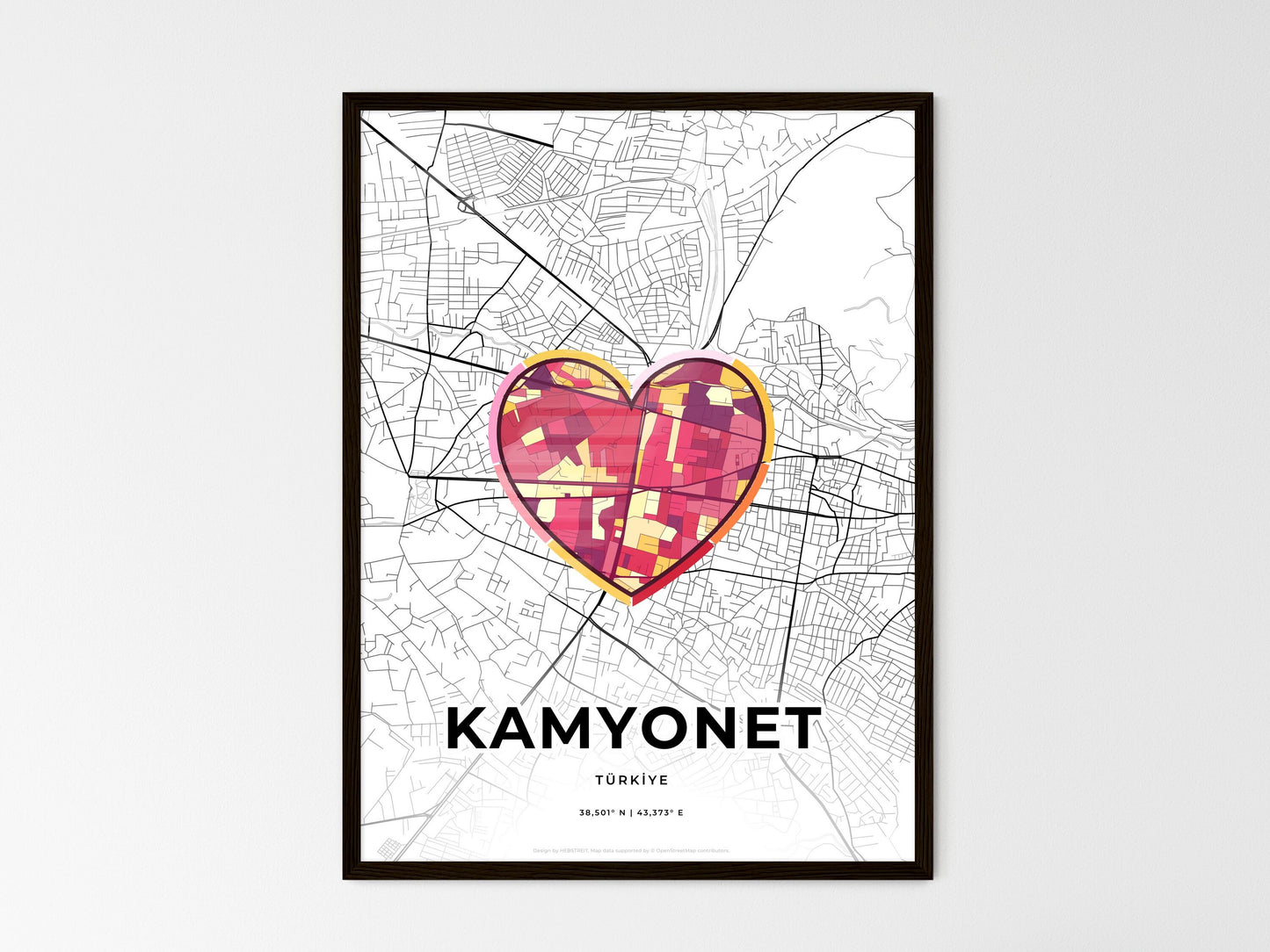 Van Turkey wedding art map with heart icon