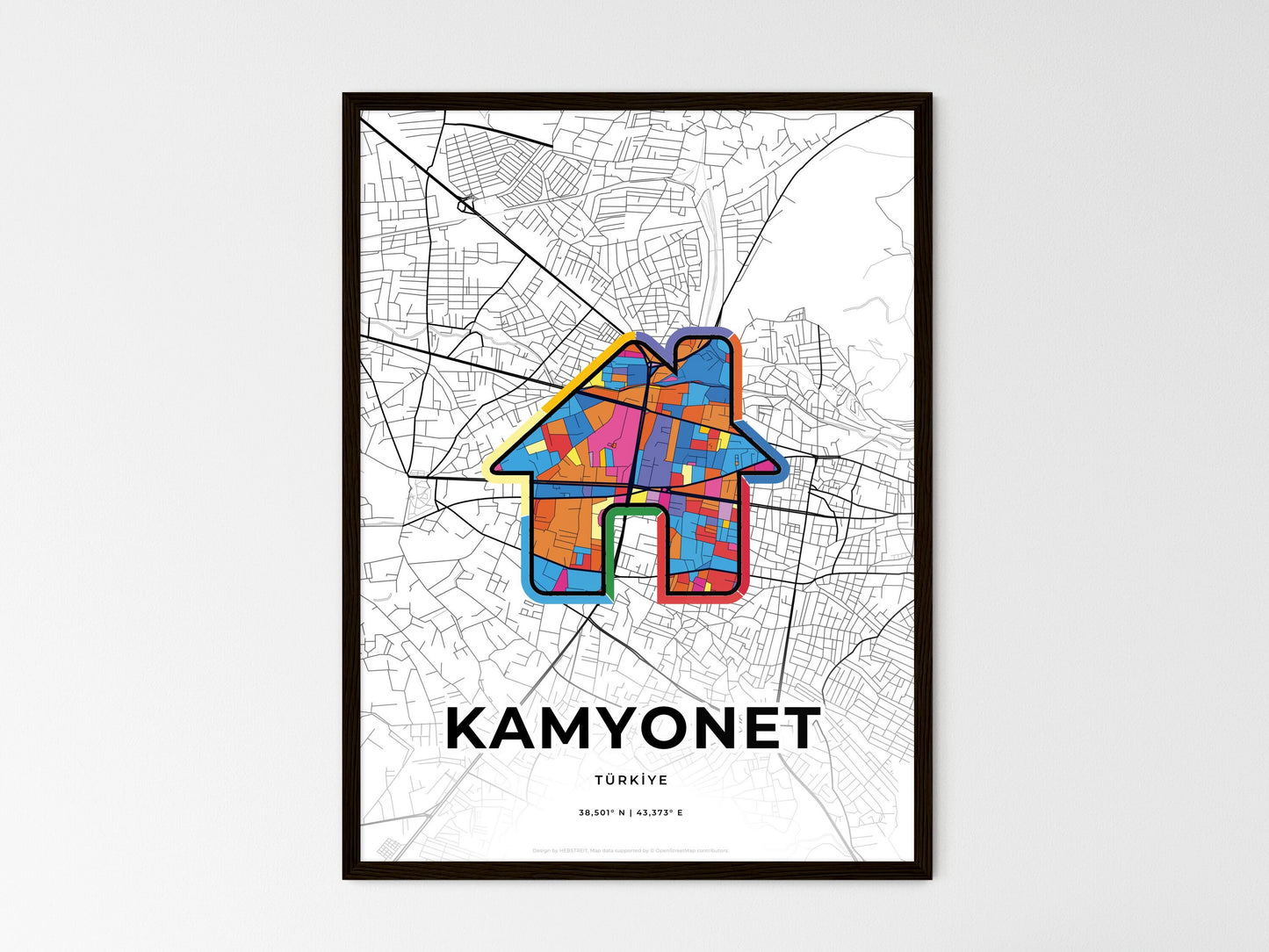 Van Turkey wedding art map with home icon