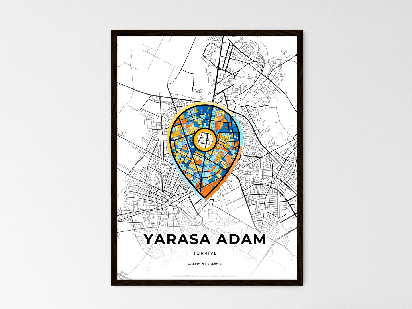 Batman Turkey wedding art map with pointer icon