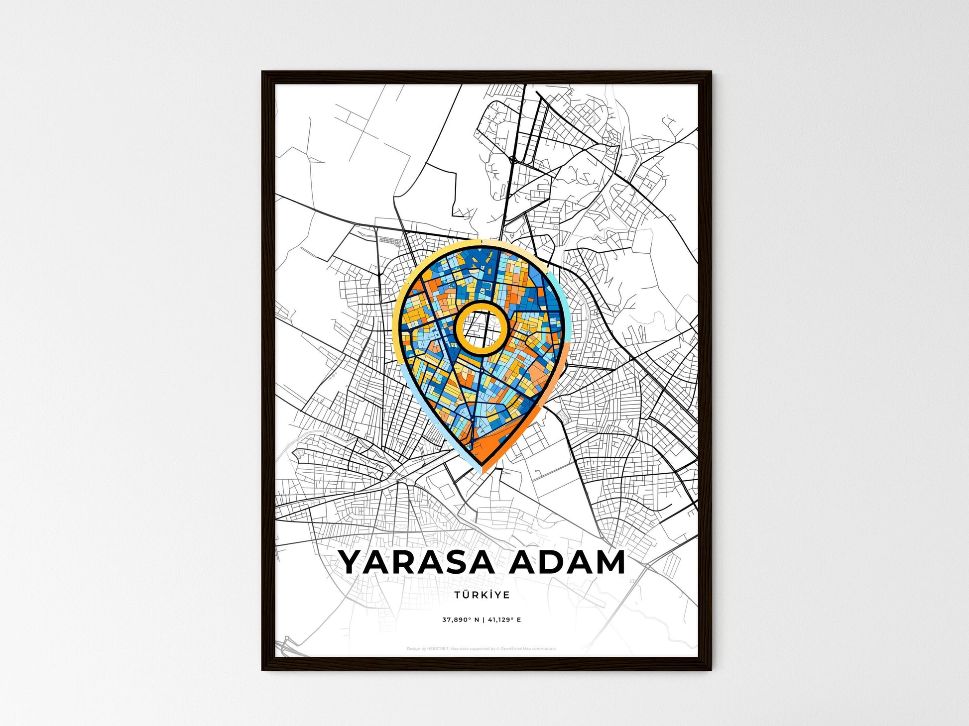 Batman Turkey wedding art map with pointer icon