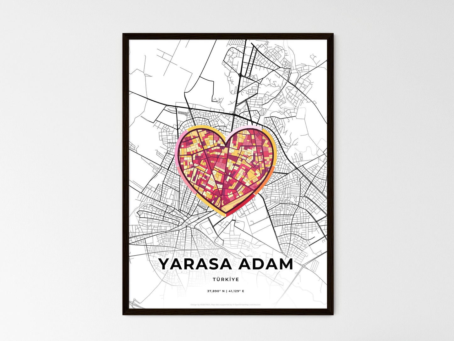 Batman Turkey wedding art map with heart icon