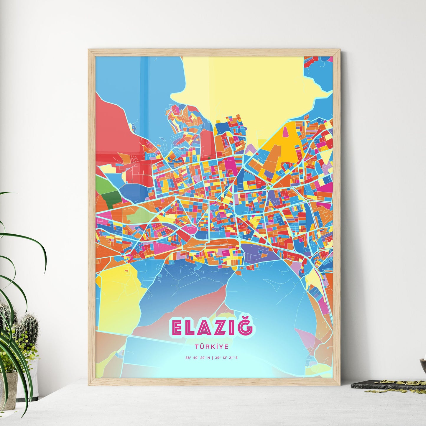 Colorful ELÂZIĞ TURKEY Fine Art Map Crazy Colors