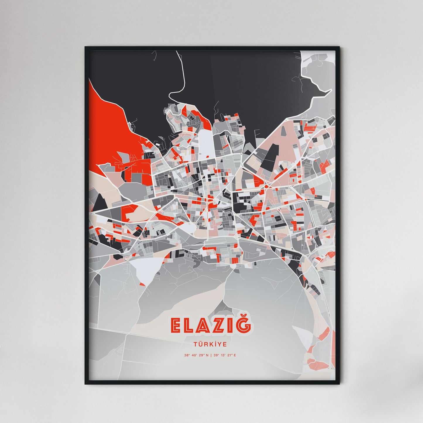 Colorful ELÂZIĞ TURKEY Fine Art Map Modern