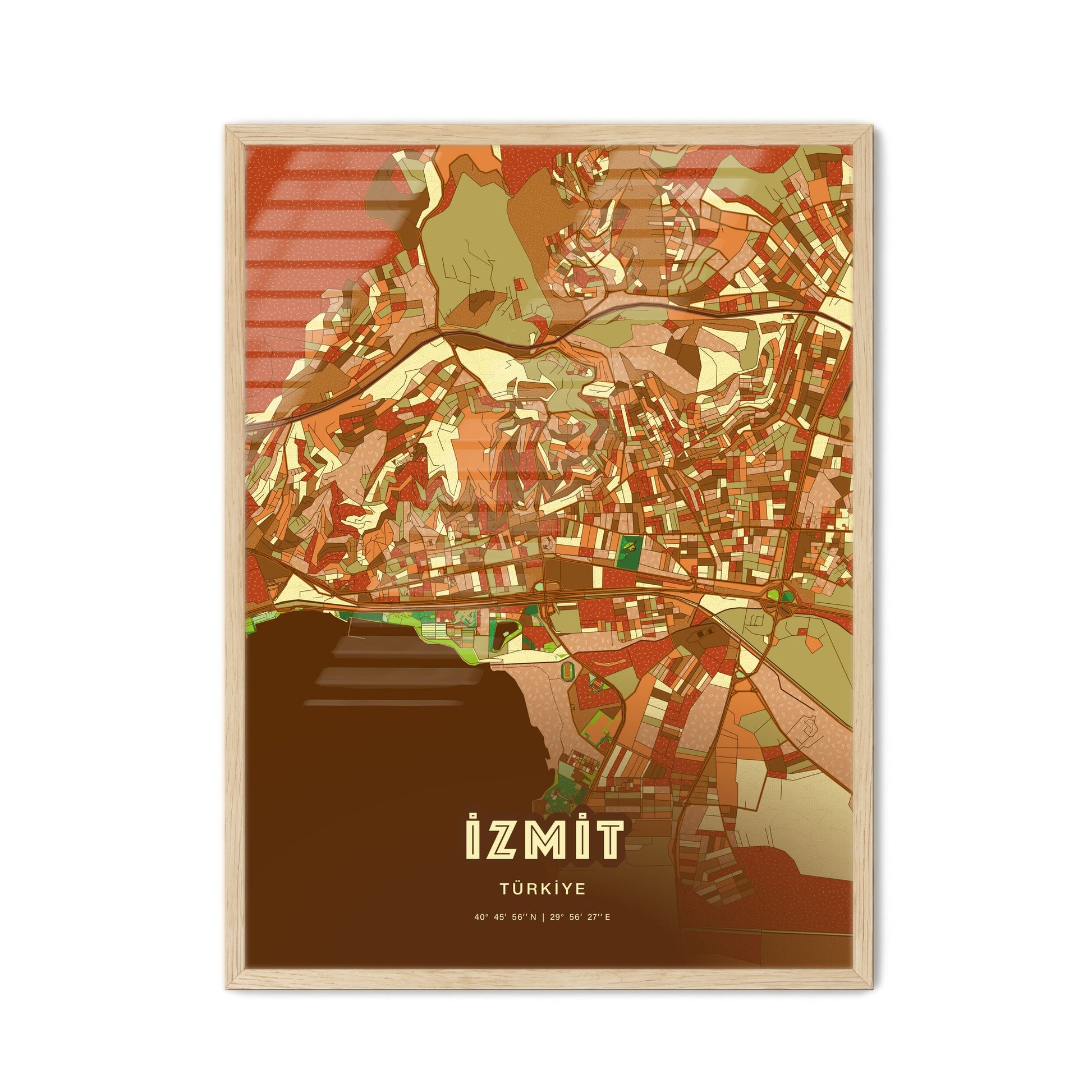 Colorful İZMIT TURKEY Fine Art Map Farmhouse