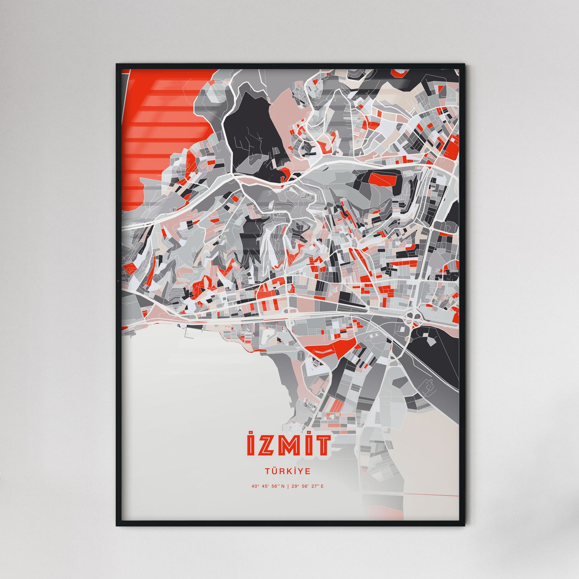 Colorful İZMIT TURKEY Fine Art Map Modern