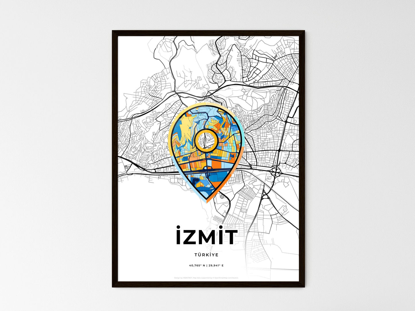 İzmit Turkey wedding art map with pointer icon