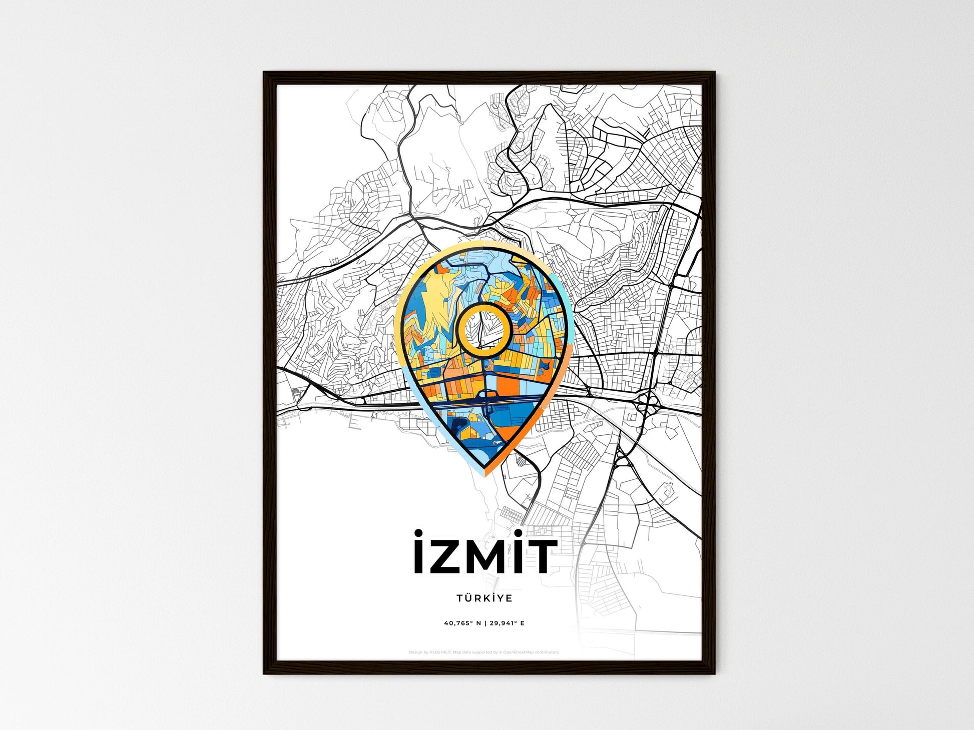 İzmit Turkey wedding art map with pointer icon