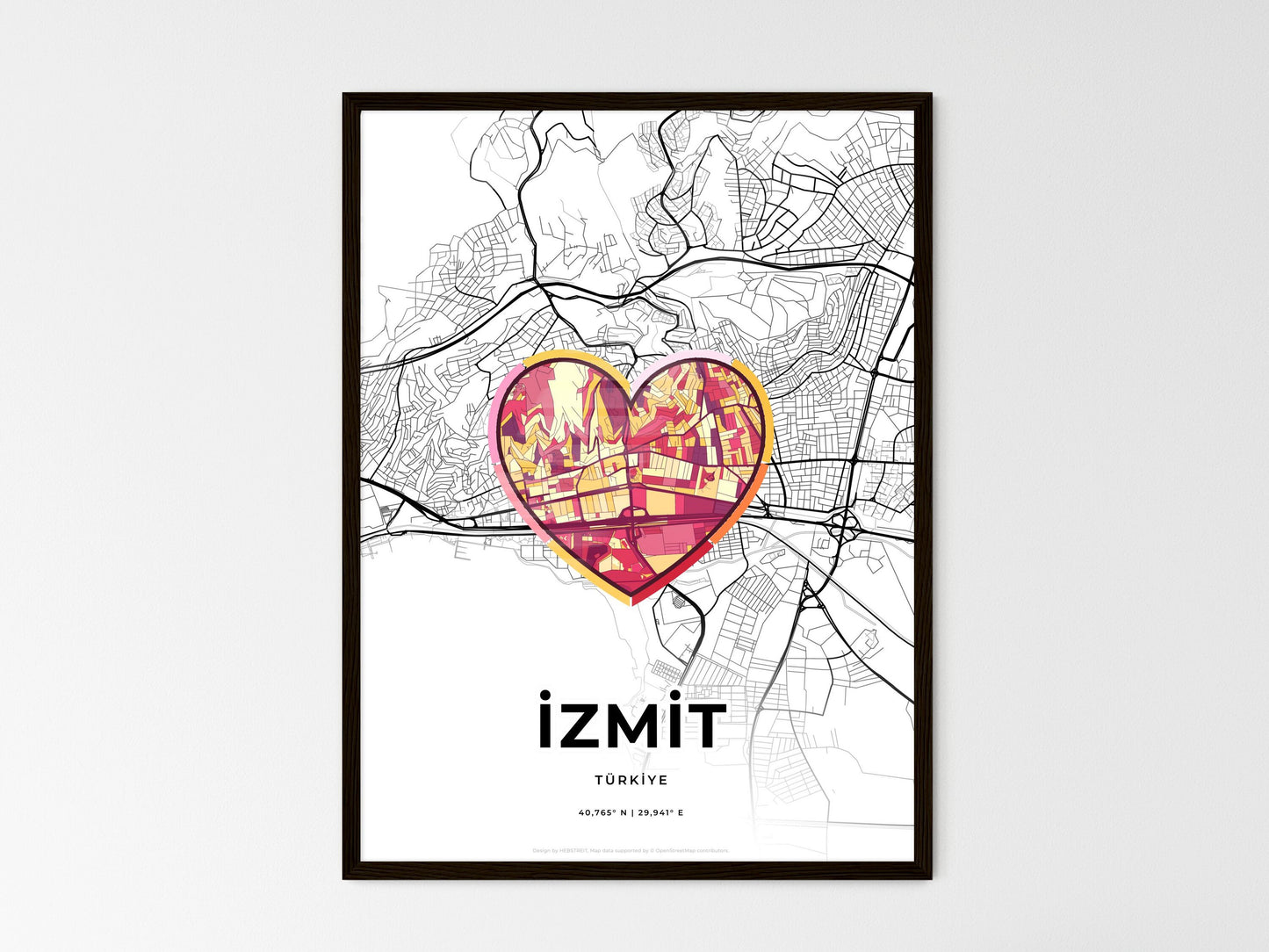 İzmit Turkey wedding art map with heart icon