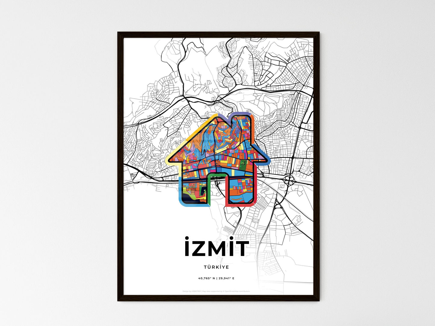 İzmit Turkey wedding art map with home icon