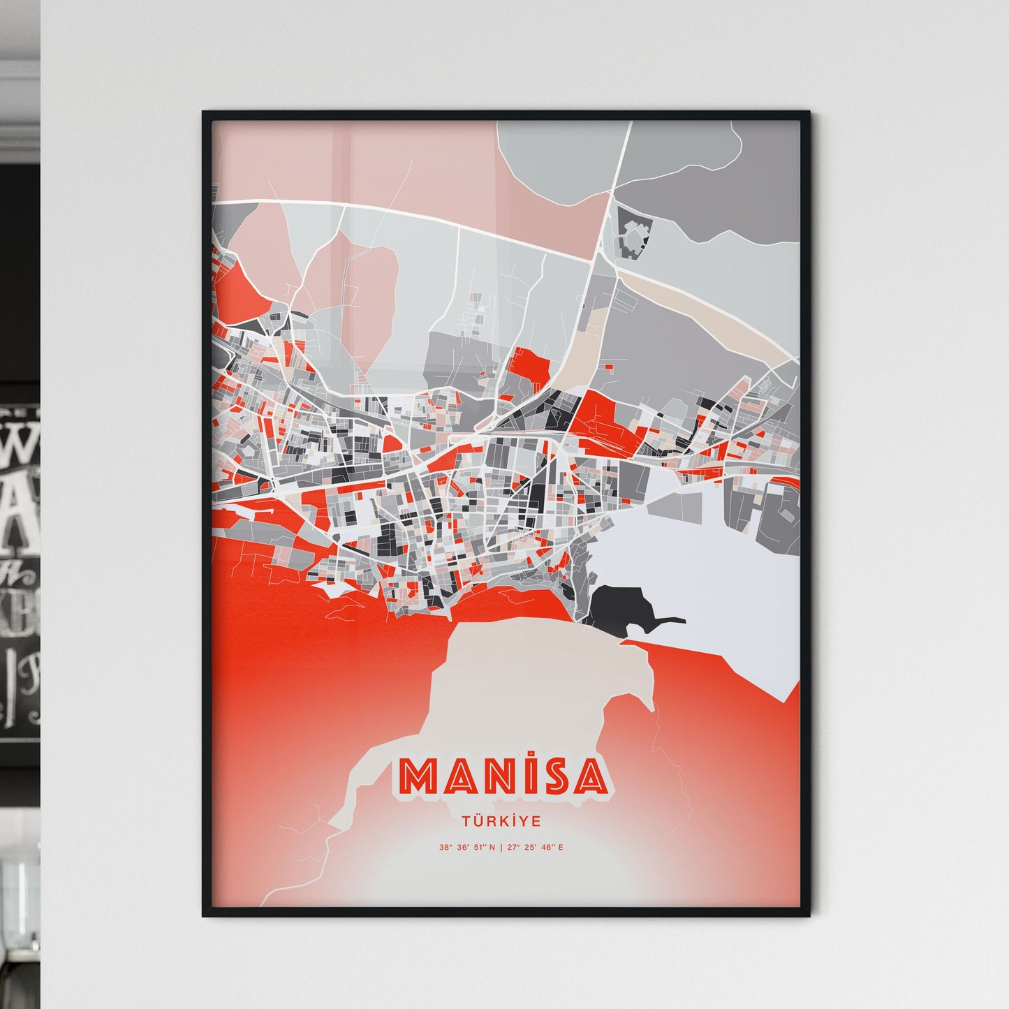 Colorful MANISA TURKEY Fine Art Map Modern