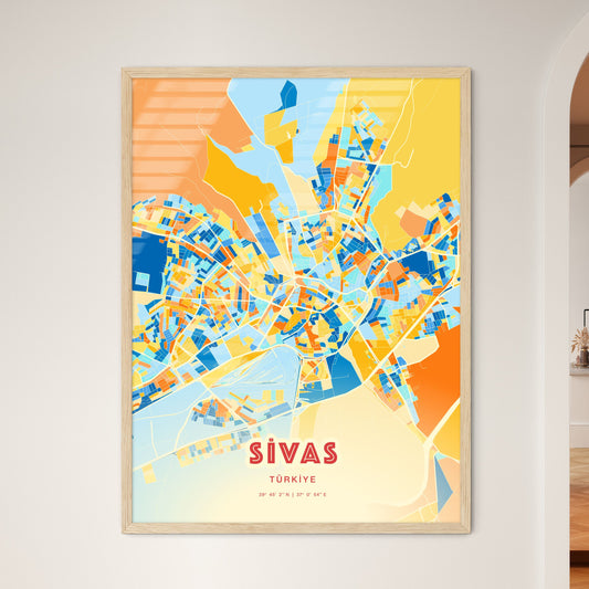 Colorful SIVAS TURKEY Fine Art Map Blue Orange