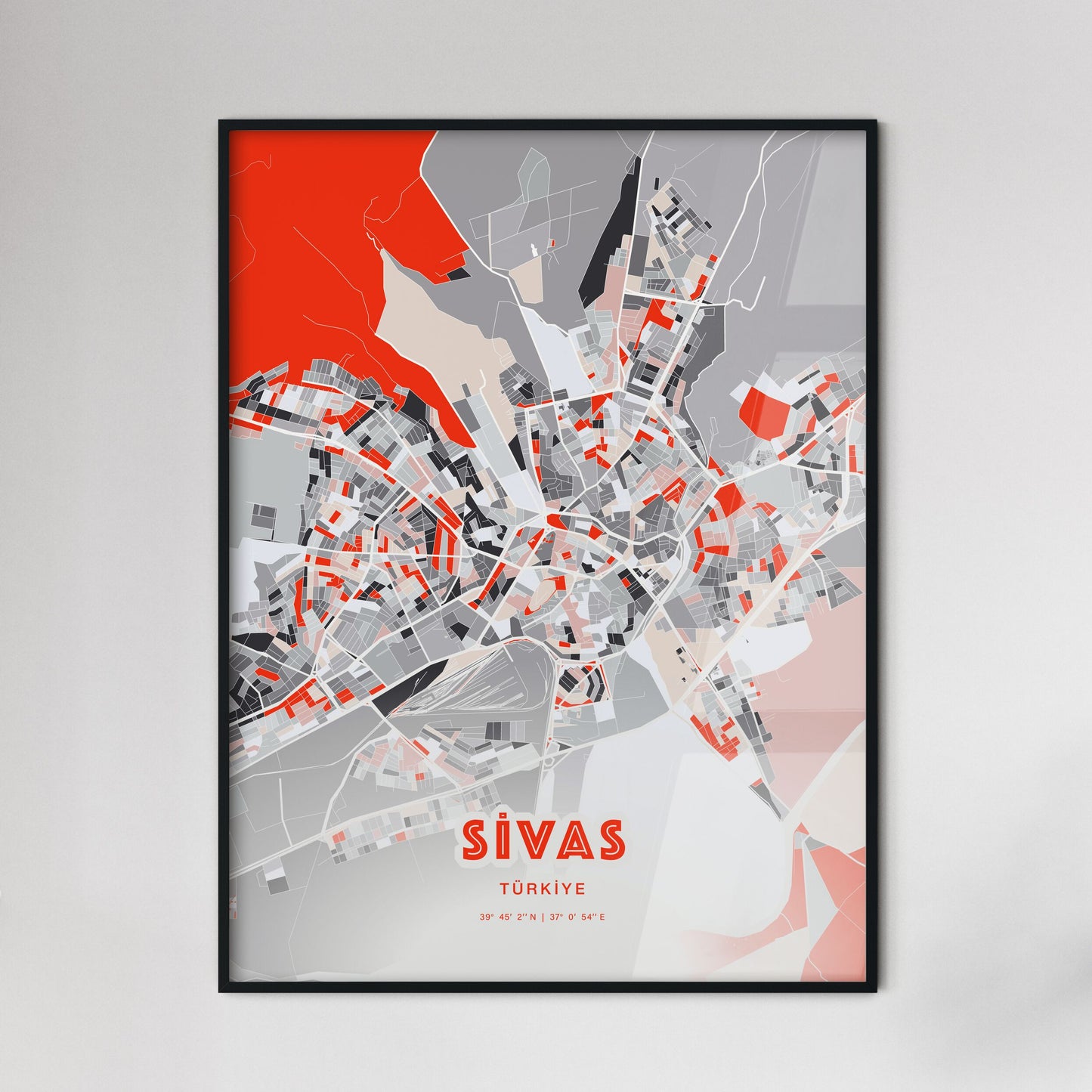 Colorful SIVAS TURKEY Fine Art Map Modern