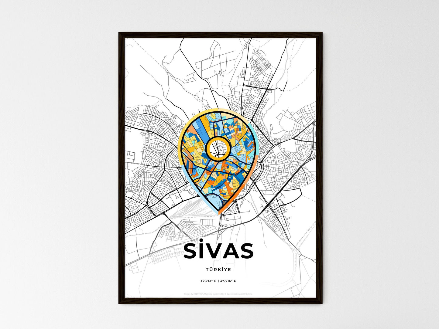 Sivas Turkey wedding art map with pointer icon