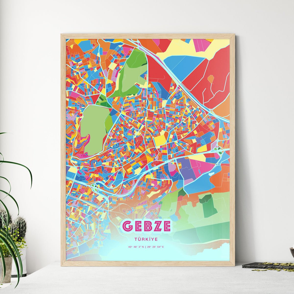 Colorful GEBZE TURKEY Fine Art Map Crazy Colors